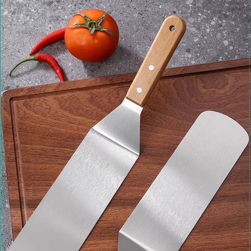 Изогнутый шпатель для теста, дерево/нержавеющая сталь Изогнутый шпатель для теста, дерево/нержавеющая сталь