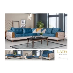 Диван Lada угловой, коричнево-синий, 310x260x80x80 мм Диван Lada угловой, коричнево-синий, 310x260x80x80 мм