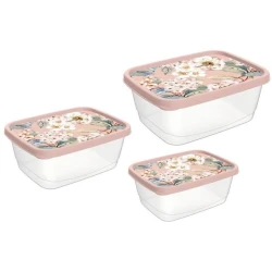 Набор контейнеров для хранения продуктов Plast Team Paradise, 3 шт, полипропилен, бежевый/прозрачный