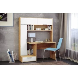 Письменный стол 3563_M2StolFullBagsWhvot Белый/Вотан, ЛДСП, 180x60x150 см Письменный стол 3563_M2StolFullBagsWhvot Белый/Вотан, ЛДСП, 180x60x150 см