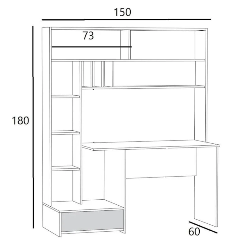 Письменный стол 3563_M2StolFullBagsWhvot Белый/Вотан, ЛДСП, 180x60x150 см Письменный стол 3563_M2StolFullBagsWhvot Белый/Вотан, ЛДСП, 180x60x150 см