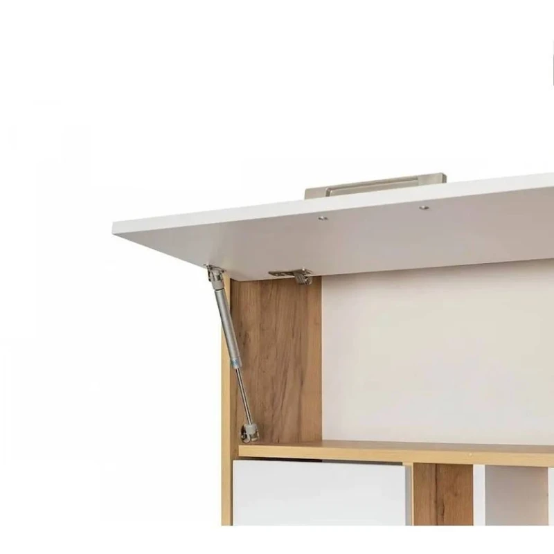 Письменный стол 3563_M2StolFullBagsWhvot Белый/Вотан, ЛДСП, 180x60x150 см Письменный стол 3563_M2StolFullBagsWhvot Белый/Вотан, ЛДСП, 180x60x150 см