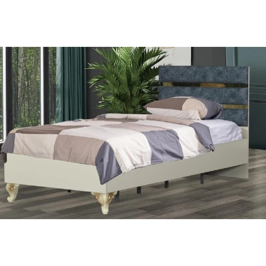 Односпальная кровать Alfa, ламинат, кремовый, 200x100x90 см Односпальная кровать Alfa, ламинат, кремовый, 200x100x90 см