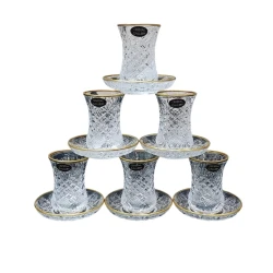 Набор чайный Gallery Home GLR-077, прозрачный/золотистый, 12 предметов, 6 персон