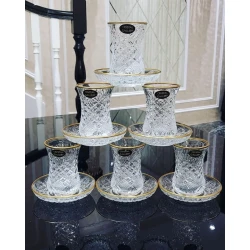 Набор чайный Gallery Home GLR-077, прозрачный/золотистый, 12 предметов, 6 персон