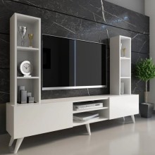 TV üçün tumba Ev Plus 12115866, LDSP, ağ, 180x133x35 sm