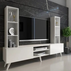 Тумба под ТВ Ev Plus 12115866, ЛДСП, белый, 180x133x35 см