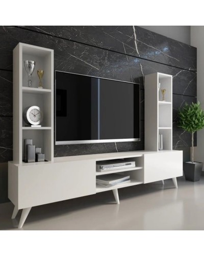 TV üçün tumba Ev Plus 12115866, LDSP, ağ, 180x133x35 sm