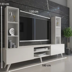 Тумба под ТВ Ev Plus 12115866, ЛДСП, белый, 180x133x35 см