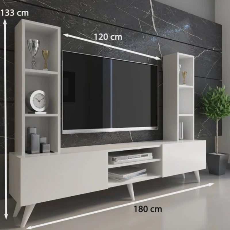 Тумба под ТВ Ev Plus 12115866, ЛДСП, белый, 180x133x35 см