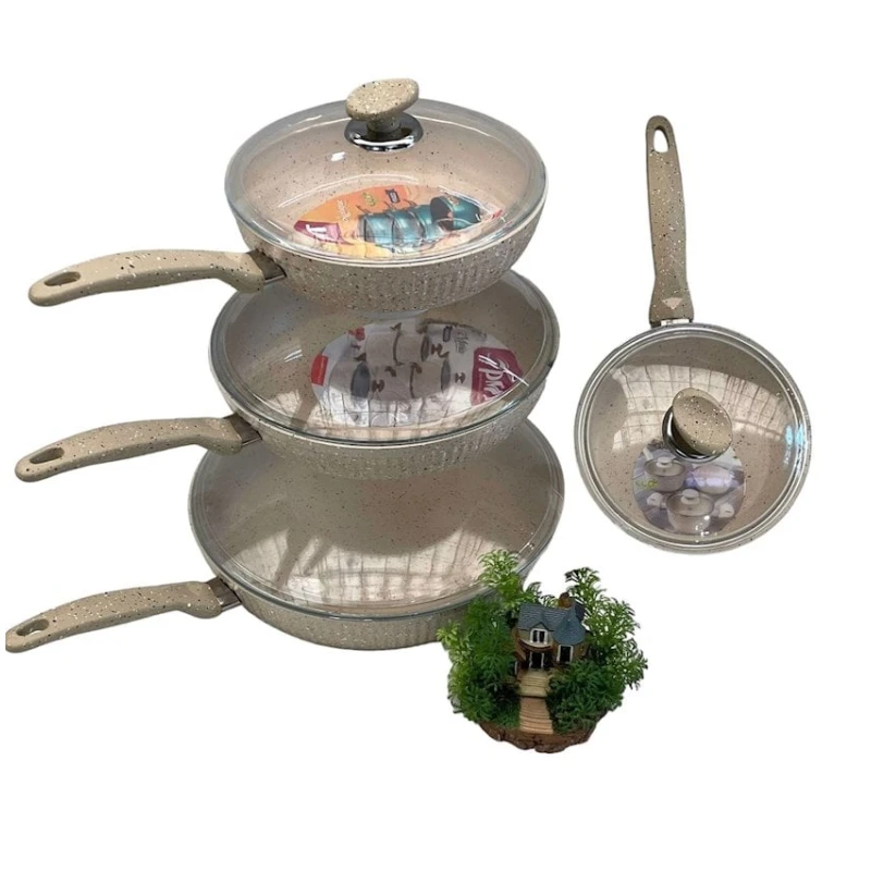 Набор сковородок PMT AllB168, кремовый, ультро биогранит, 8 предметов Набор сковородок PMT AllB168, кремовый, ультро биогранит, 8 предметов