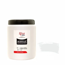 Акриловая краска Rosa Studio 401 Titanium White, белила титановые, 1000 мл