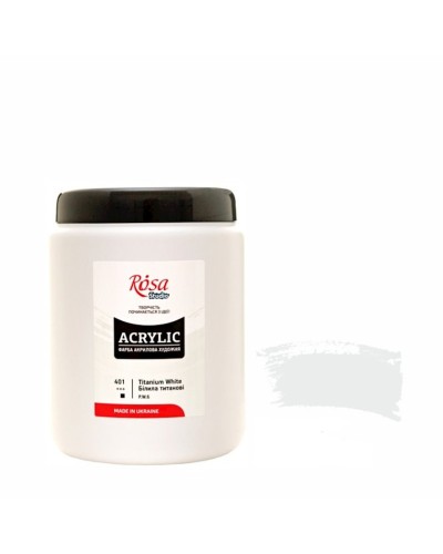 Akril boya Rosa Studio 401 Titanium White, titan ağ, 1000 ml