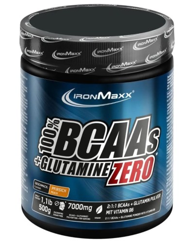 Аминокислоты IronMaxx 100% BCAA + Glutamine Zero Peach, 500 г