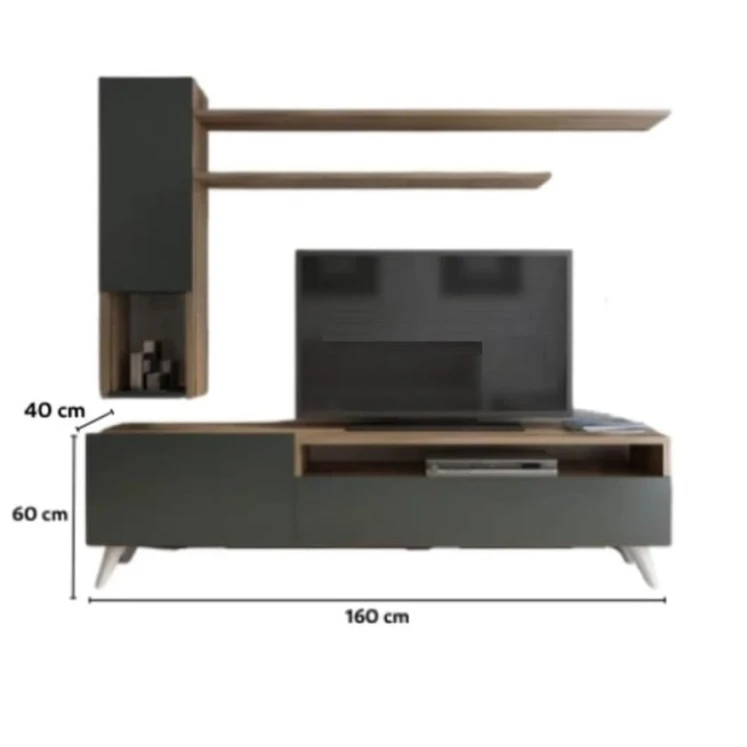 Стенд для ТВ 12115668, 160x40x60 см, антрацит-коричневый Стенд для ТВ 12115668, 160x40x60 см, антрацит-коричневый