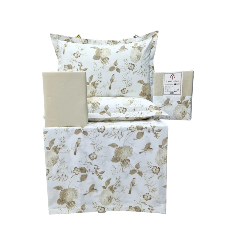 Комплект постельного белья Trend Cotton TK-TC-003, односпальный, хлопок, белый/бежевый