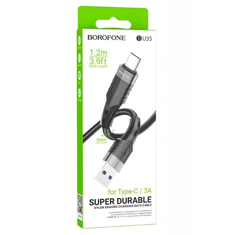 Кабель Borofone BU35 USB to USB-C, Black Кабель Borofone BU35 USB to USB-C, Black