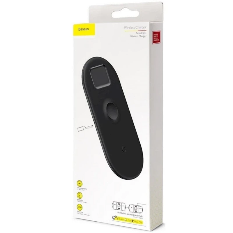 Беспроводное зарядное устройство Baseus Smart 3in1 Wireless Charger For Phone+Watch+Pods, Черный (6953156219410) Беспроводное зарядное устройство Baseus Smart 3in1 Wireless Charger For Phone+Watch+Pods, Черный (6953156219410)