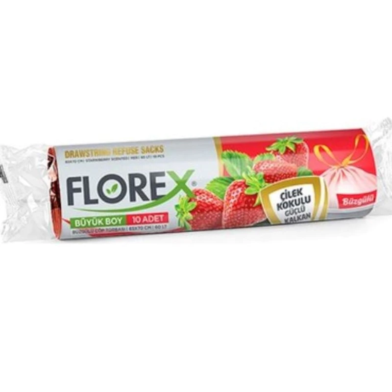 Zibil torbaları Florex Strawberry, 65x70 sm, 10 əd