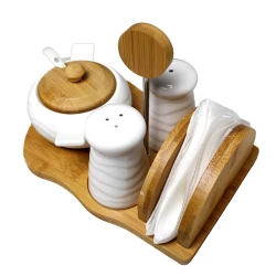 Набор для специй MA-GH271, белый, фарфор/бамбук, 200 мл