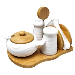 Набор для специй MA-GH271, белый, фарфор/бамбук, 200 мл