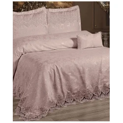 Yataq dəsti MiraNova SF-813, ikinəfərlik, çəhrayı, yorğan üzü 240х260 sm, mələfə 260х260 sm, yastıq üzü 5 əd