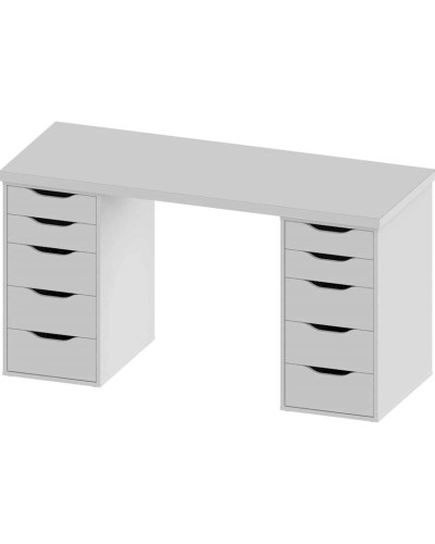 Yazı masası 3563_M2StolTumba6Roliki2Wh Ağ, LDSP, 75x55x140 sm