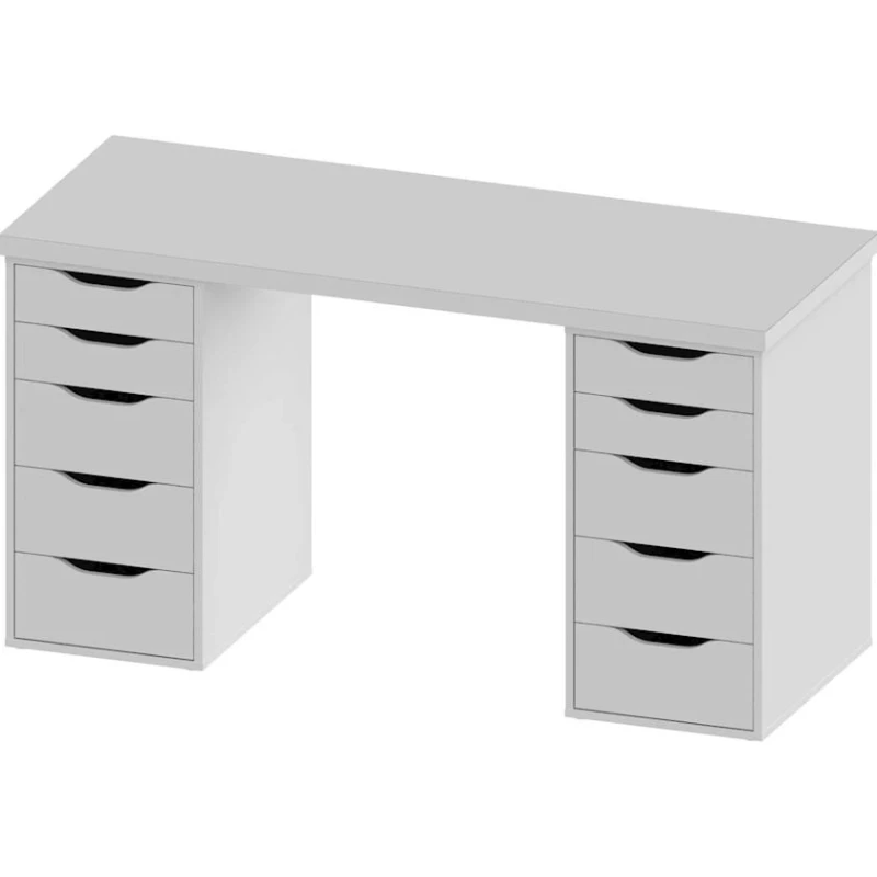 Yazı masası 3563_M2StolTumba6Roliki2Wh Ağ, LDSP, 75x55x140 sm