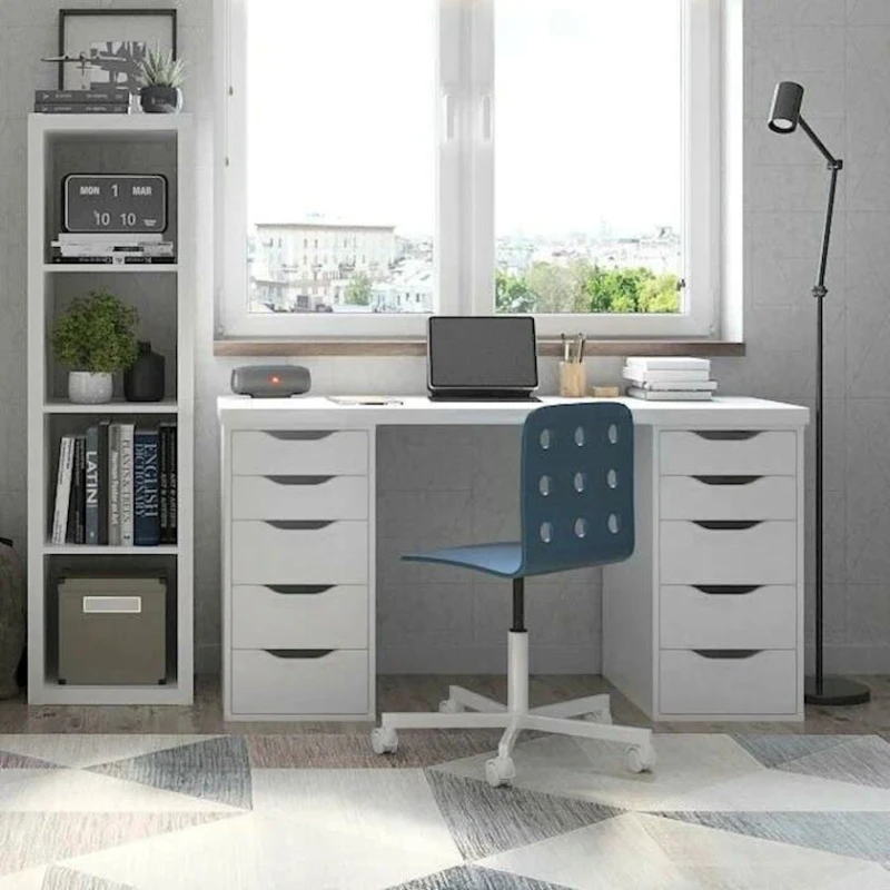 Yazı masası 3563_M2StolTumba6Roliki2Wh Ağ, LDSP, 75x55x140 sm