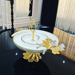 Менажница Gallery Home GLR-024, белая/золотистая, 25 см