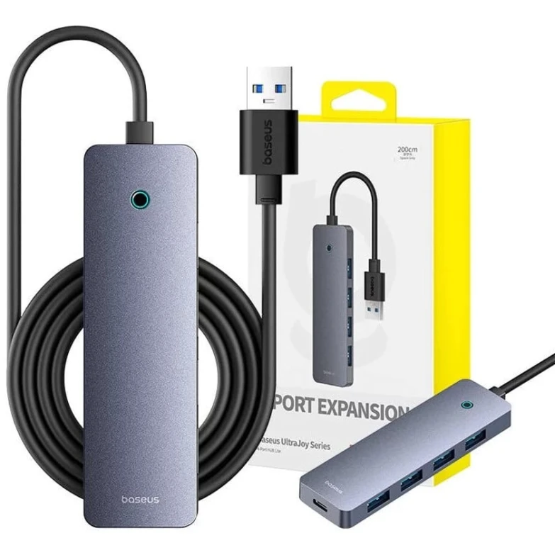 USB HUB Baseus UltraJoy Series 4 in 1 Space Grey, 200 см USB HUB Baseus UltraJoy Series 4 in 1 Space Grey, 200 см
