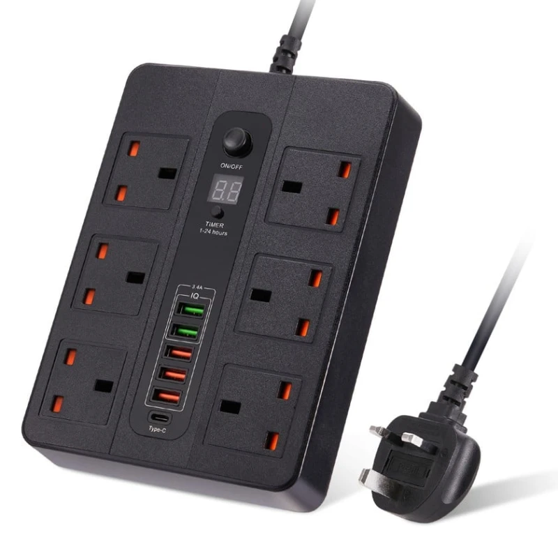 Şəbəkə filtri Charging-400 Black, 6 rozetkalı