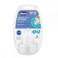 Насадка соски для бутылочек Chicco Physio, силикон, 4 м+, 2 шт