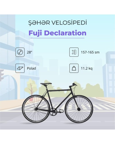 Şəhər velosipedi Fuji Declaration, Size: XS/S, 49 sm, 28