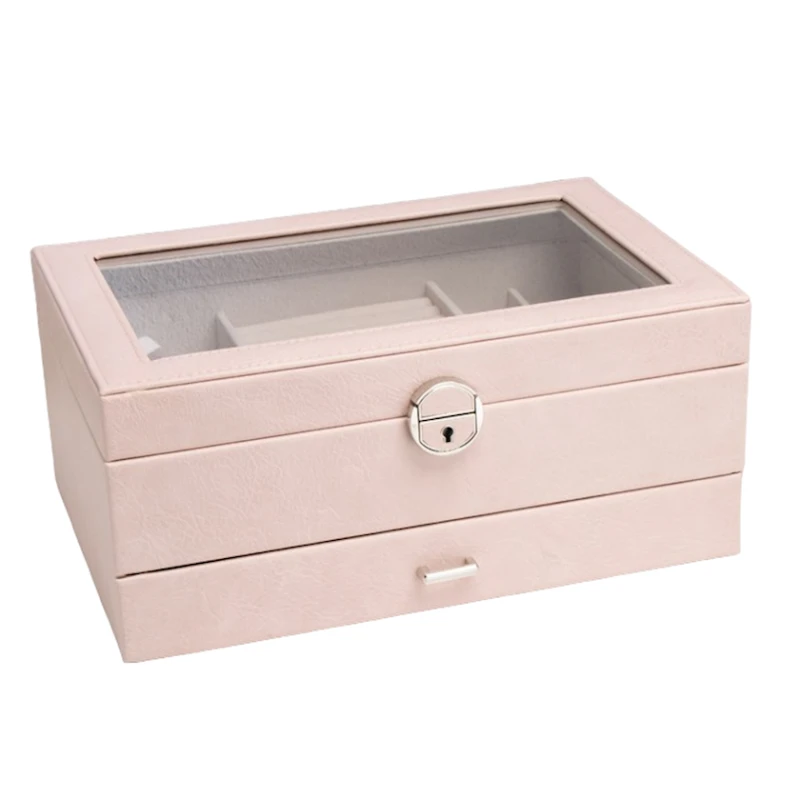 Bəzəklər üçün qutu Kabrina 9743465, 30.5x20x13.5 sm, süni dəri, çəhrayı