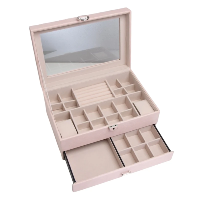 Bəzəklər üçün qutu Kabrina 9743465, 30.5x20x13.5 sm, süni dəri, çəhrayı