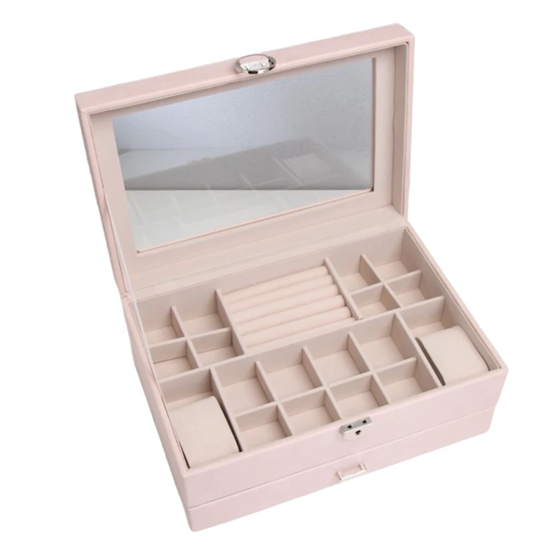 Bəzəklər üçün qutu Kabrina 9743465, 30.5x20x13.5 sm, süni dəri, çəhrayı