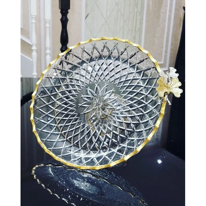 Подставка для пирожных Gallery Home GLR-046, прозрачная/золотистая, 29 см Подставка для пирожных Gallery Home GLR-046, прозрачная/золотистая, 29 см