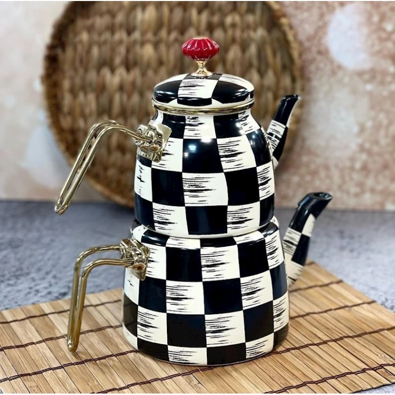 Набор чайников Acar Deluxe, 2 шт, 1/2 л, эмаль, черный/белый Набор чайников Acar Deluxe, 2 шт, 1/2 л, эмаль, черный/белый