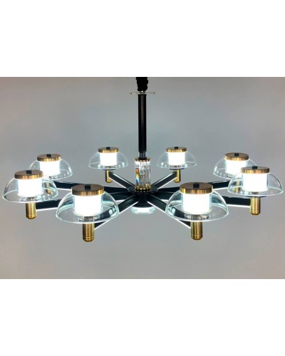 Asma çılçıraq LED 6222-8, qara/qızılı, 8x12W, şəffaf şüşə, 70-75sm - LED 6222-8