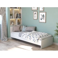 Односпальная кровать Art_tek_yataq 3, ламинат, белая, 200x85x90 см