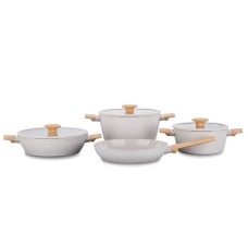 Qazan dəsti Korkmaz Seravita A2793, 7 ədəd, 2,4 l (20x9,5 sm), 4,3 l (24x11,5 sm), alçaq qazan 2,8 l (26x7 sm), tava 2 l (26x5 sm), qapaqla - A2793