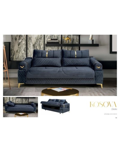 Divan Stil Mebel Kosova, 220x80x83 sm, göy