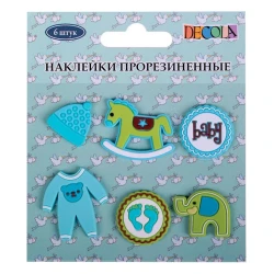 Наклейки Decola Baby, прорезиненные, голубые, 6 шт