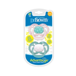 Набор пустышек Dr.Brown's Advantage Pink Airplanes, 6-18 месяцев, силикон, 2 шт, розовый