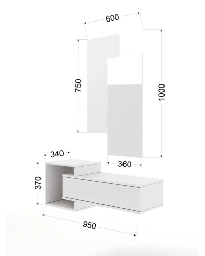 Konsol Art Mebel, laminatlı lövhə, 120x95x35 sm - Venge