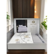 Yataq dəsti First Home, delux saten, naxışlı, yorğan üzü 200x220 sm, çarşaf 240x260 sm, yastıq üzü 50x70 sm 2 ədəd - TP-TK-112