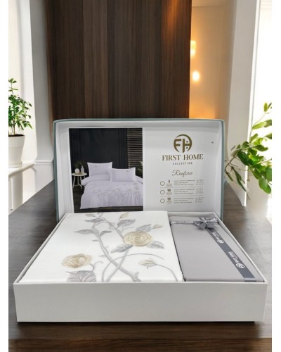 Yataq dəsti First Home, delux saten, naxışlı, yorğan üzü 200x220 sm, çarşaf 240x260 sm, yastıq üzü 50x70 sm 2 ədəd - TP-TK-112