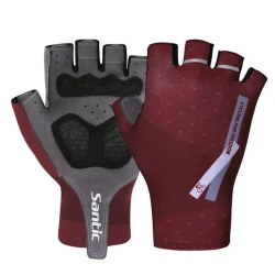 Велоперчатки Santic Chao W0P061J, бордовые/серые, хлопок/полиэстер, размер M