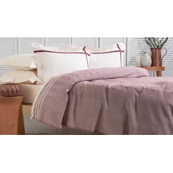 Комплект постельного белья Yataş Colin, пике160x220 см, простыня 180x240 см, наволочка 50x70 см, односпальный, хлопок/полиэстер, красный/бежевый